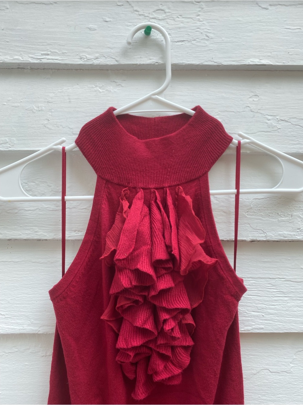 Express Red Ruffle Neck Hott 🔥 Halter Tank Top - Picture 2 of 6